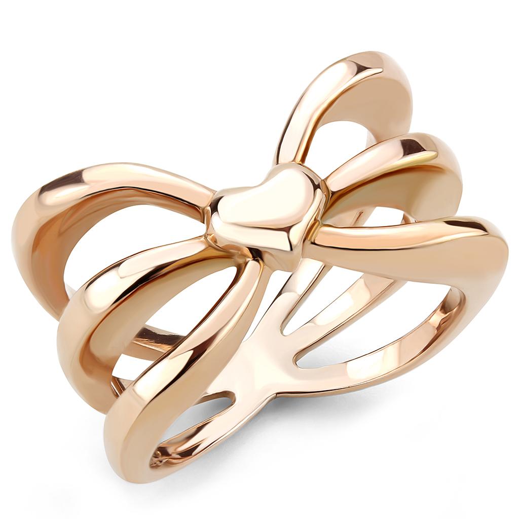 TK3575 - IP Rose Gold(Ion Plating) Stainless Steel Ring with No Stone-0