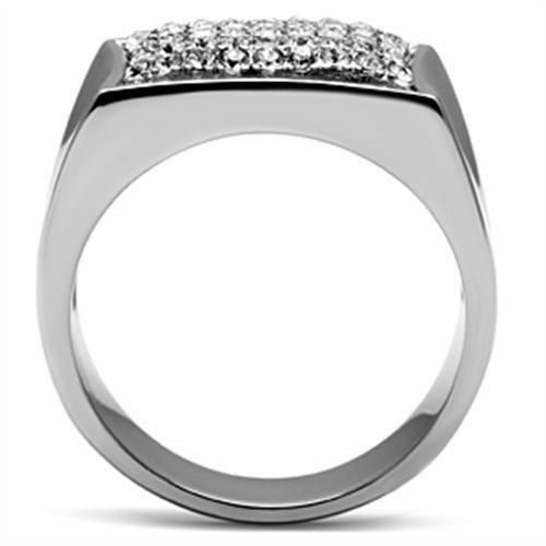 TK357 - High polished (no plating) Stainless Steel Ring with Top Grade Crystal  in Clear-2