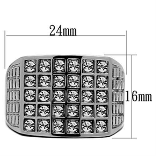TK358 - High polished (no plating) Stainless Steel Ring with Top Grade Crystal  in Clear-1