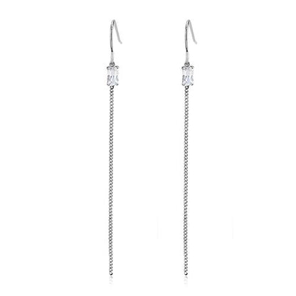 TK3599 - High polished (no plating) Stainless Steel Earrings with AAA Grade CZ  in Clear-0