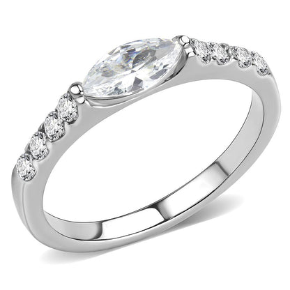 TK3607 - No Plating Stainless Steel Ring with AAA Grade CZ  in Clear-0