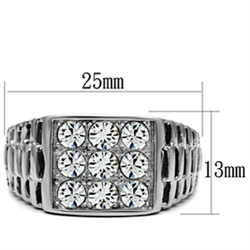 TK360 - High polished (no plating) Stainless Steel Ring with Top Grade Crystal  in Clear-1