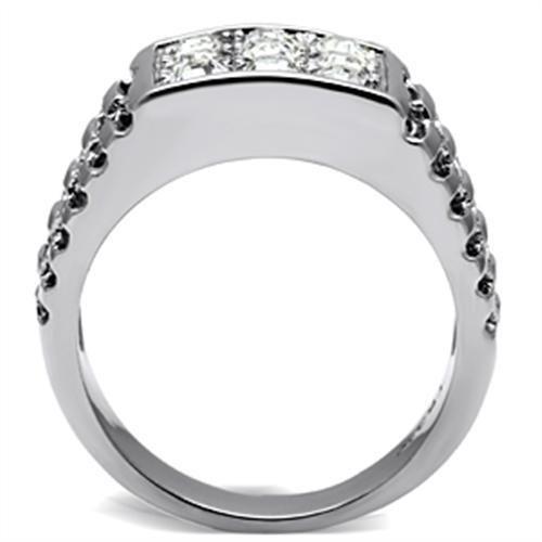 TK360 - High polished (no plating) Stainless Steel Ring with Top Grade Crystal  in Clear-2