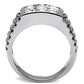 TK360 - High polished (no plating) Stainless Steel Ring with Top Grade Crystal  in Clear-2