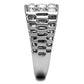 TK360 - High polished (no plating) Stainless Steel Ring with Top Grade Crystal  in Clear-3