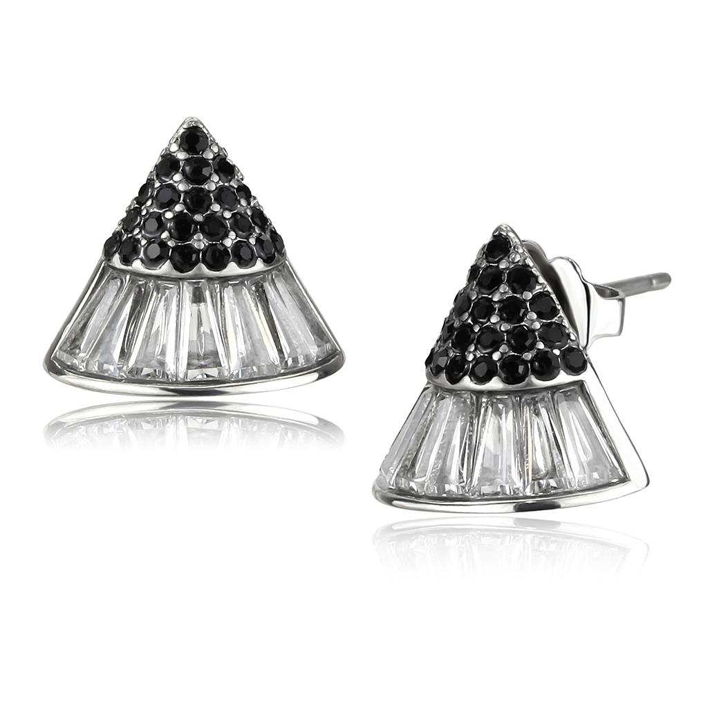 TK3613 - No Plating Stainless Steel Earrings with AAA Grade CZ  in Clear-0