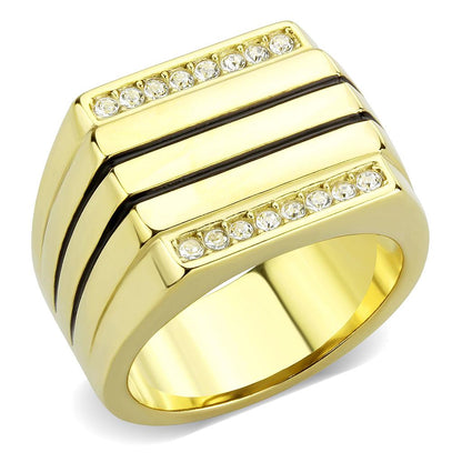 TK3618 - IP Gold(Ion Plating) Stainless Steel Ring with Top Grade Crystal  in Clear-0