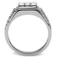 TK361 - High polished (no plating) Stainless Steel Ring with Top Grade Crystal  in Clear-2