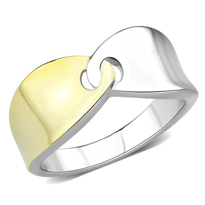 TK3630 - Two-Tone IP Gold (Ion Plating) Stainless Steel Ring with No Stone-0