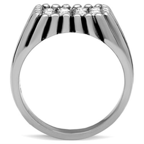 TK363 - High polished (no plating) Stainless Steel Ring with Top Grade Crystal  in Clear-2