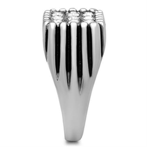 TK363 - High polished (no plating) Stainless Steel Ring with Top Grade Crystal  in Clear-3