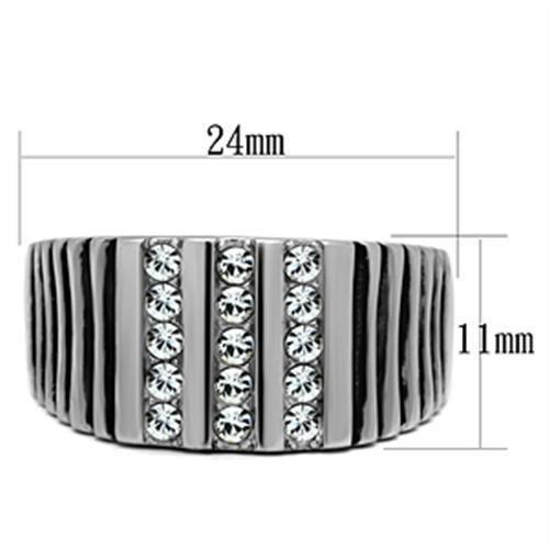 TK364 - High polished (no plating) Stainless Steel Ring with Top Grade Crystal  in Clear-1