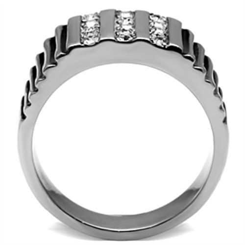 TK364 - High polished (no plating) Stainless Steel Ring with Top Grade Crystal  in Clear-2