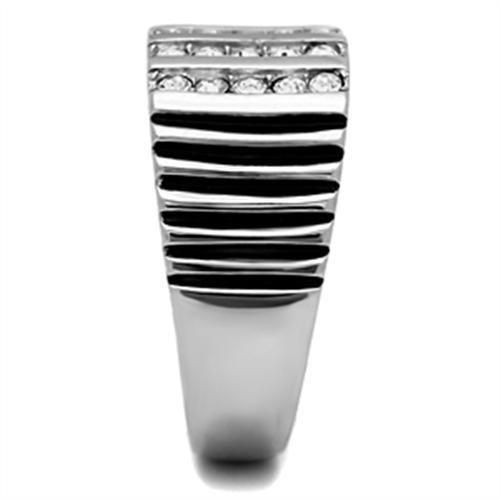 TK364 - High polished (no plating) Stainless Steel Ring with Top Grade Crystal  in Clear-3