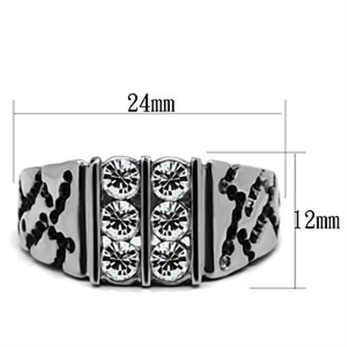 TK365 - High polished (no plating) Stainless Steel Ring with Top Grade Crystal  in Clear-1