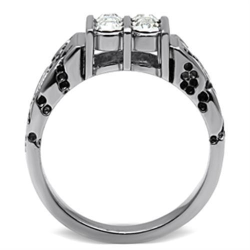 TK365 - High polished (no plating) Stainless Steel Ring with Top Grade Crystal  in Clear-2