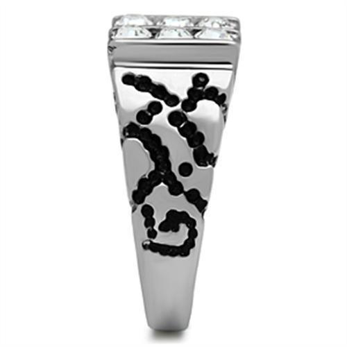 TK365 - High polished (no plating) Stainless Steel Ring with Top Grade Crystal  in Clear-3