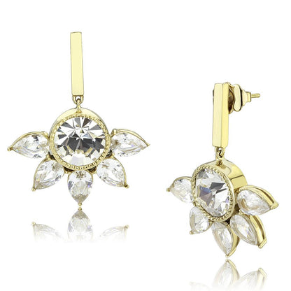 TK3661 - IP Gold(Ion Plating) Stainless Steel Earrings with Top Grade Crystal  in Clear-0