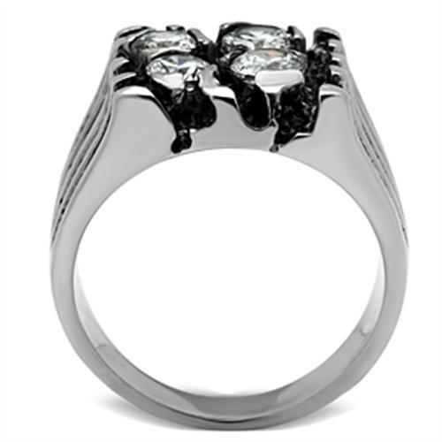 TK366 - High polished (no plating) Stainless Steel Ring with AAA Grade CZ  in Clear-2