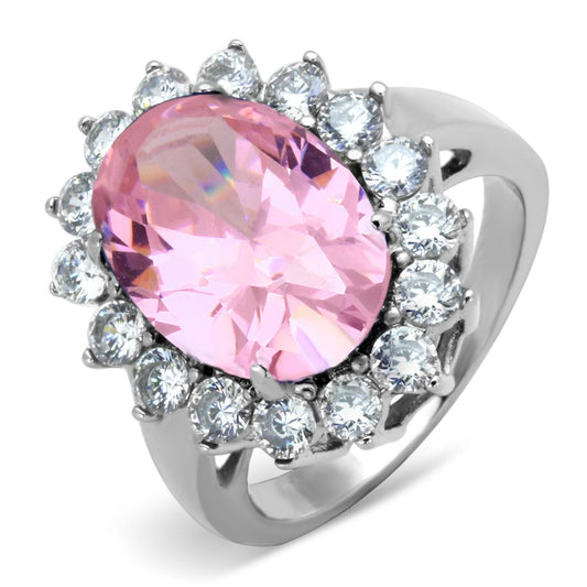 TK3676 - High polished (no plating) Stainless Steel Ring with Synthetic Synthetic Glass in Rose-0