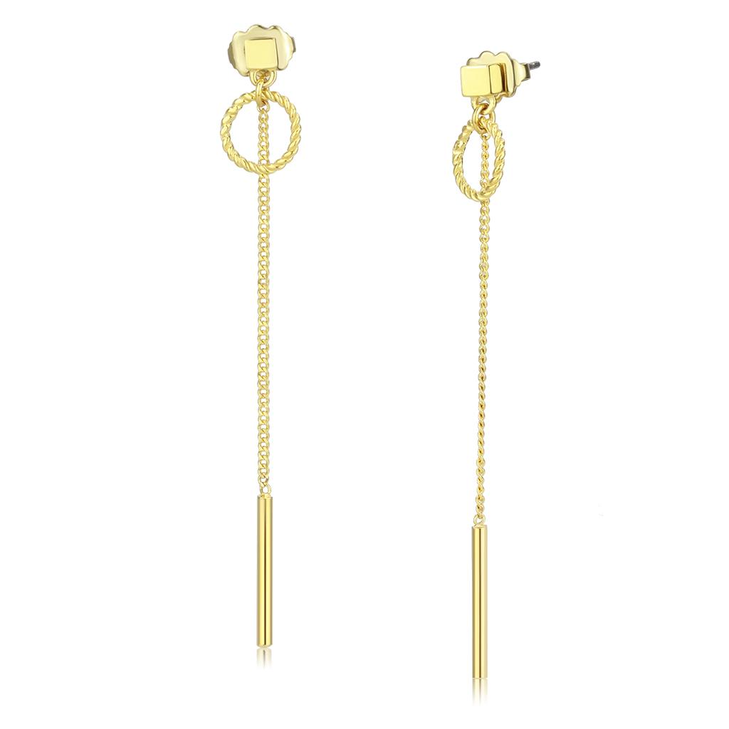 TK3677 - IP Gold(Ion Plating) Stainless Steel Earrings with No Stone-0