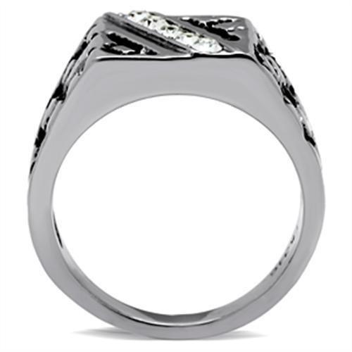 TK367 - High polished (no plating) Stainless Steel Ring with Top Grade Crystal  in Clear-2
