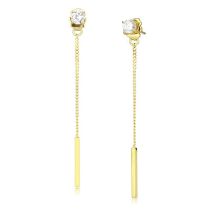 TK3681 - IP Gold(Ion Plating) Stainless Steel Earrings with AAA Grade CZ  in Clear-0