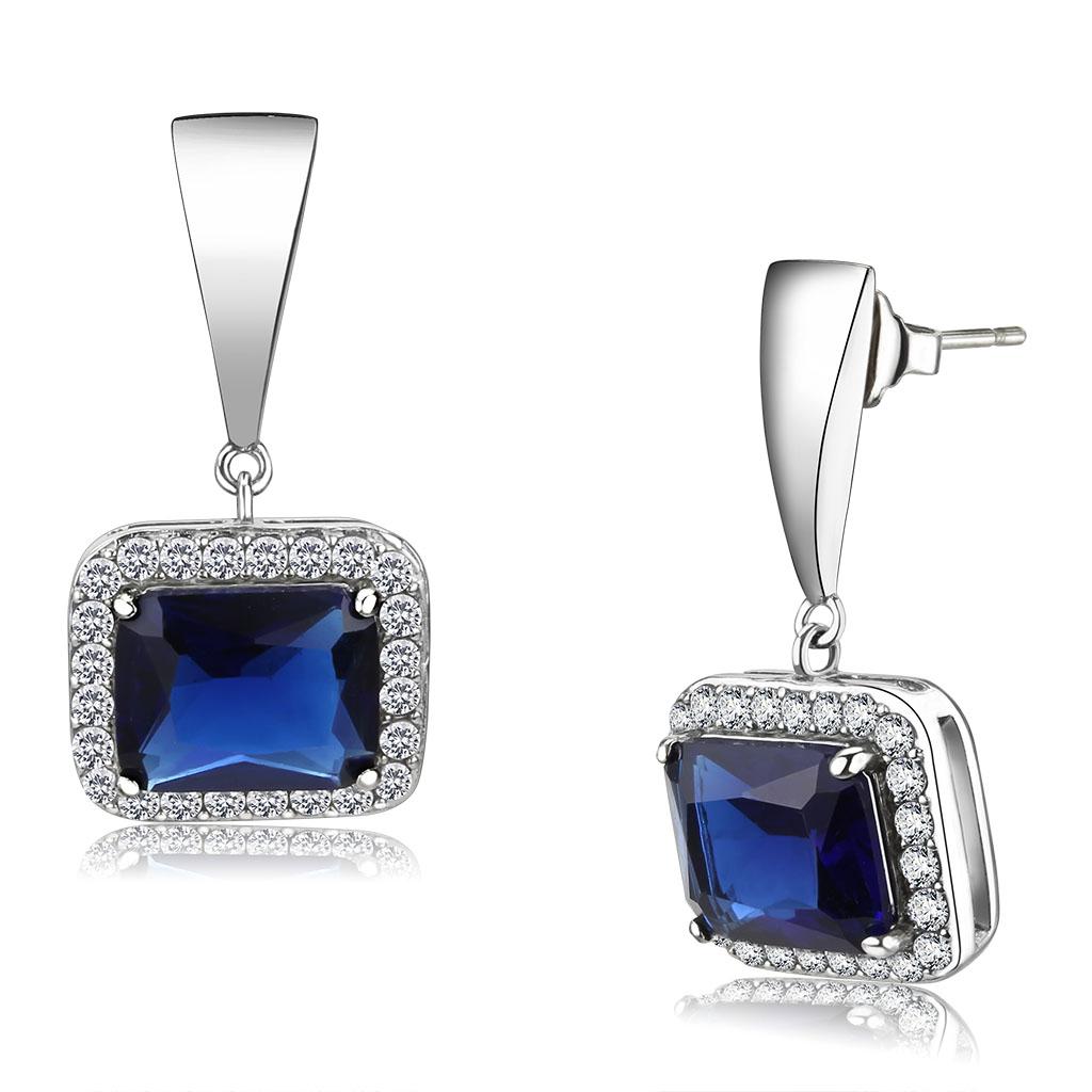 TK3684 - High polished (no plating) Stainless Steel Earrings with Synthetic  in Montana-0
