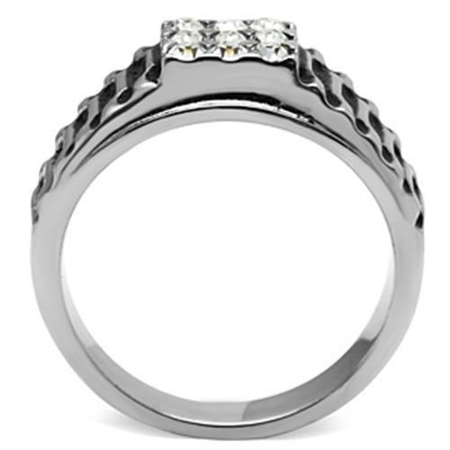 TK368 - High polished (no plating) Stainless Steel Ring with Top Grade Crystal  in Clear-2