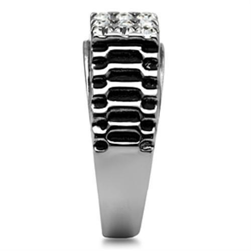 TK368 - High polished (no plating) Stainless Steel Ring with Top Grade Crystal  in Clear-3