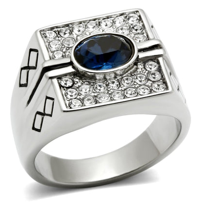 TK369 - High polished (no plating) Stainless Steel Ring with Top Grade Crystal  in Montana-0