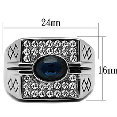 TK369 - High polished (no plating) Stainless Steel Ring with Top Grade Crystal  in Montana-1