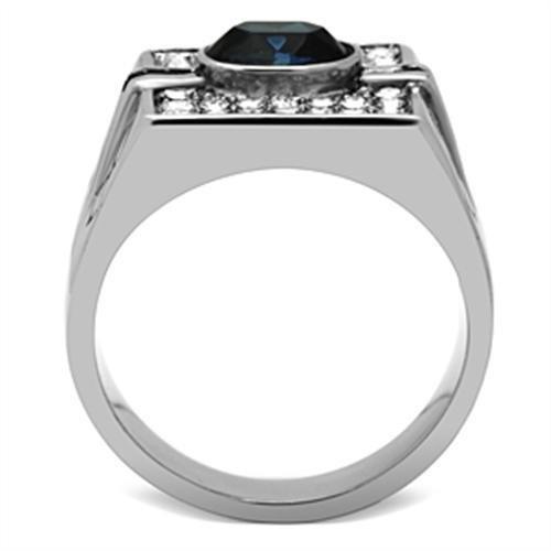 TK369 - High polished (no plating) Stainless Steel Ring with Top Grade Crystal  in Montana-2
