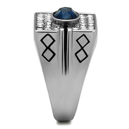 TK369 - High polished (no plating) Stainless Steel Ring with Top Grade Crystal  in Montana-3