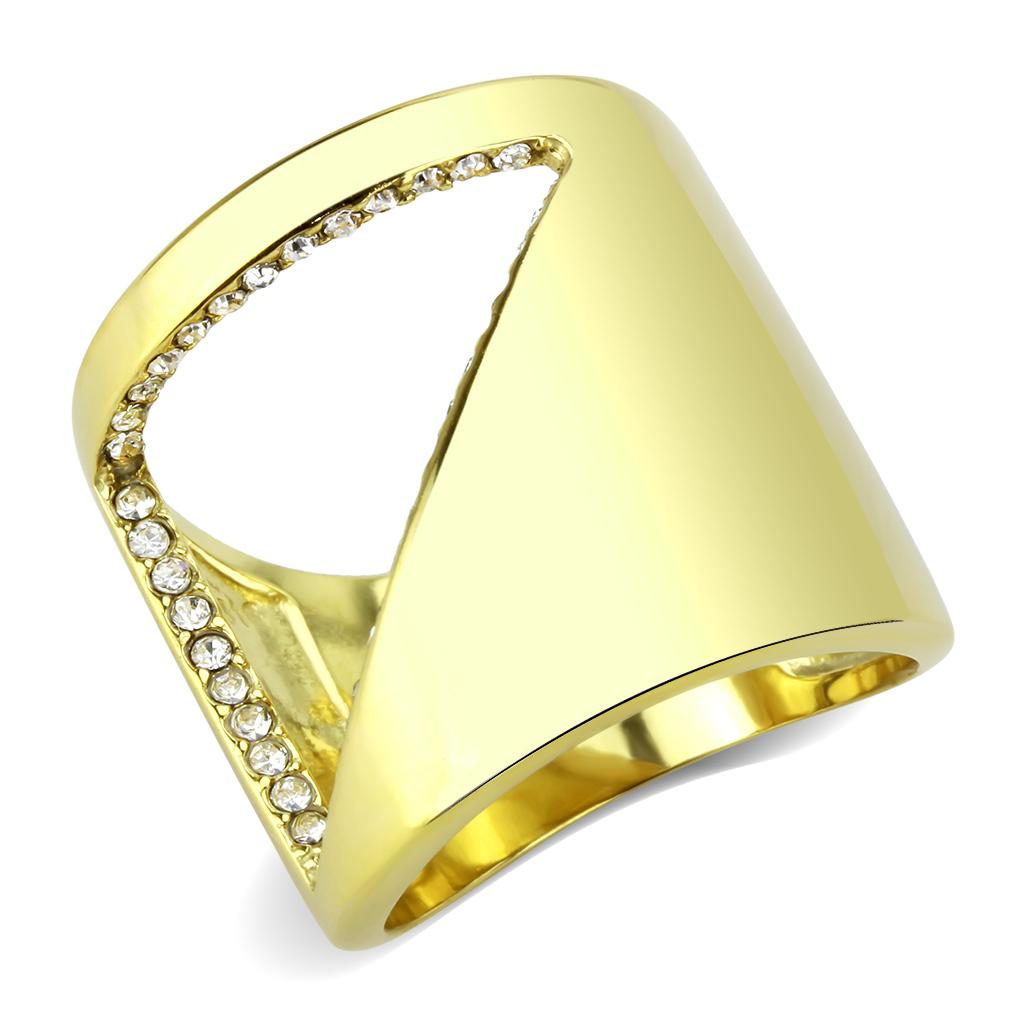 TK3715 - IP Gold(Ion Plating) Stainless Steel Ring with Top Grade Crystal  in Clear-0
