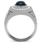 TK371 - High polished (no plating) Stainless Steel Ring with Synthetic Synthetic Glass in Montana-2
