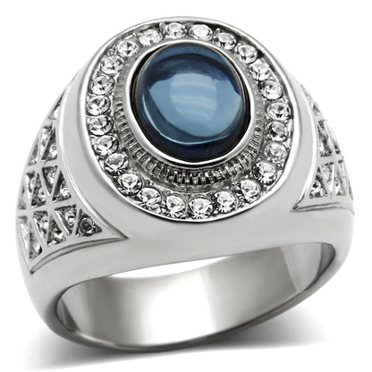 TK371 - High polished (no plating) Stainless Steel Ring with Synthetic Synthetic Glass in Montana-0