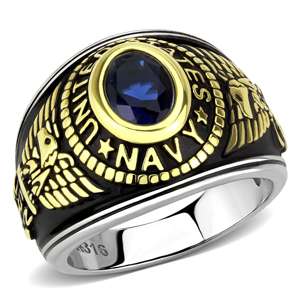 TK3726 - Two-Tone IP Gold (Ion Plating) Stainless Steel Ring with Synthetic Synthetic Glass in Montana-0