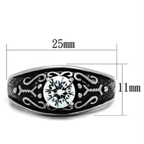 TK373 - High polished (no plating) Stainless Steel Ring with AAA Grade CZ  in Clear-1