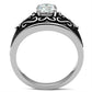 TK373 - High polished (no plating) Stainless Steel Ring with AAA Grade CZ  in Clear-2