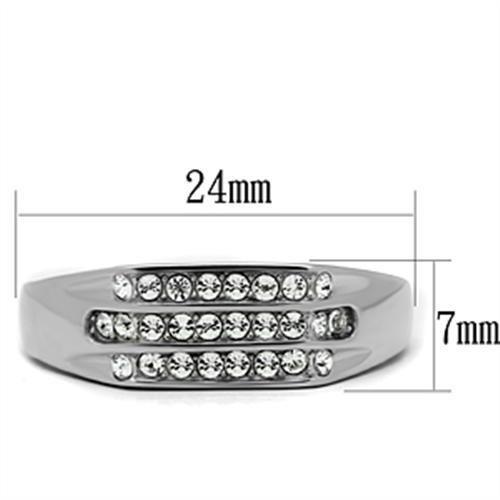 TK375 - High polished (no plating) Stainless Steel Ring with Top Grade Crystal  in Clear-1