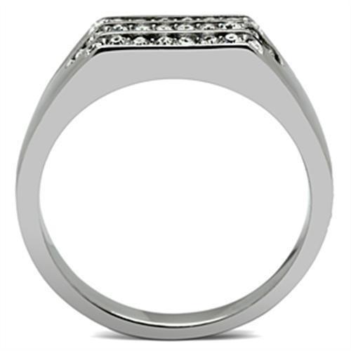 TK375 - High polished (no plating) Stainless Steel Ring with Top Grade Crystal  in Clear-2