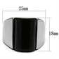 TK379 - High polished (no plating) Stainless Steel Ring with Semi-Precious Onyx in Jet-1
