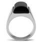 TK379 - High polished (no plating) Stainless Steel Ring with Semi-Precious Onyx in Jet-2