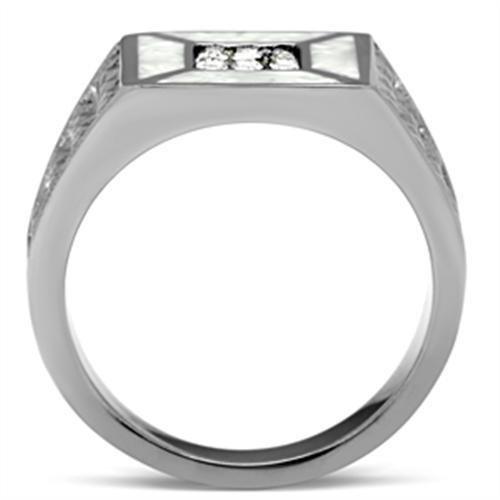 TK385 - High polished (no plating) Stainless Steel Ring with Top Grade Crystal  in Clear-2