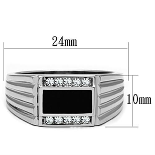 TK386 - High polished (no plating) Stainless Steel Ring with Top Grade Crystal  in Clear-1