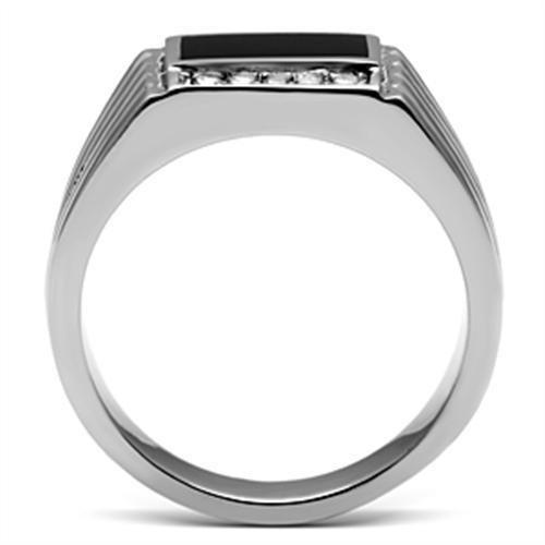 TK386 - High polished (no plating) Stainless Steel Ring with Top Grade Crystal  in Clear-2