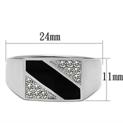 TK387 - High polished (no plating) Stainless Steel Ring with Top Grade Crystal  in Clear-1
