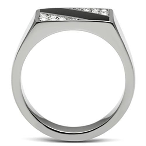 TK387 - High polished (no plating) Stainless Steel Ring with Top Grade Crystal  in Clear-2