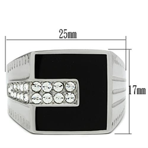 TK388 - High polished (no plating) Stainless Steel Ring with Top Grade Crystal  in Clear-1